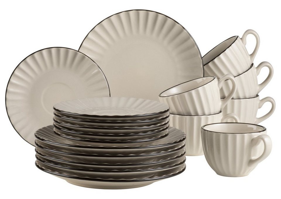 MÄSER Kombiservice Osita, 18-teilig für 6 Personen, robustes Steinzeug