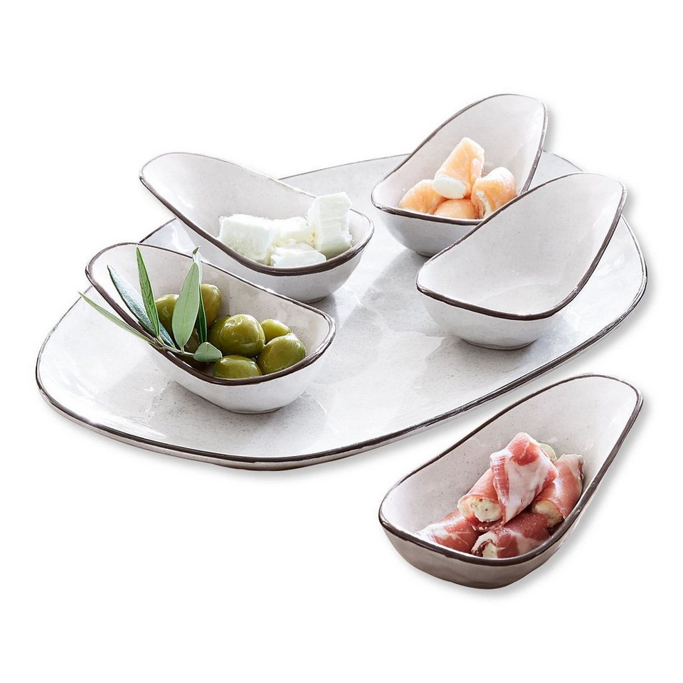 Mirabeau Servierschälchen Set Biarré 6-teilig, hochwertiges Steinzeug in Weiß