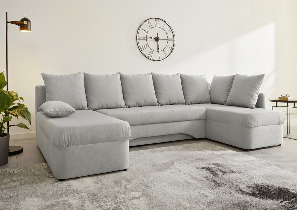 Jockenhöfer Gruppe Wohnlandschaft Arktis U-Form, 260 cm, mit Bettfunktion und Stauraum