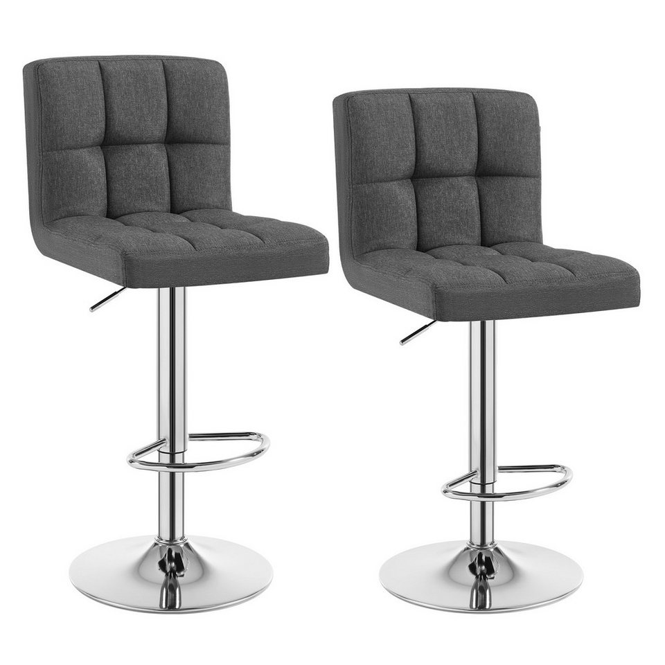 Woltu Barhocker, drehbare und höhenverstellbare Stühle im 2er-Set aus feinem Leinen