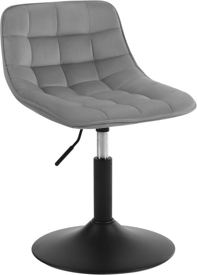 Woltu Barhocker, 360° drehbar, Samtbezug, verstellbare Höhe 38-49,5 cm, hellgrau