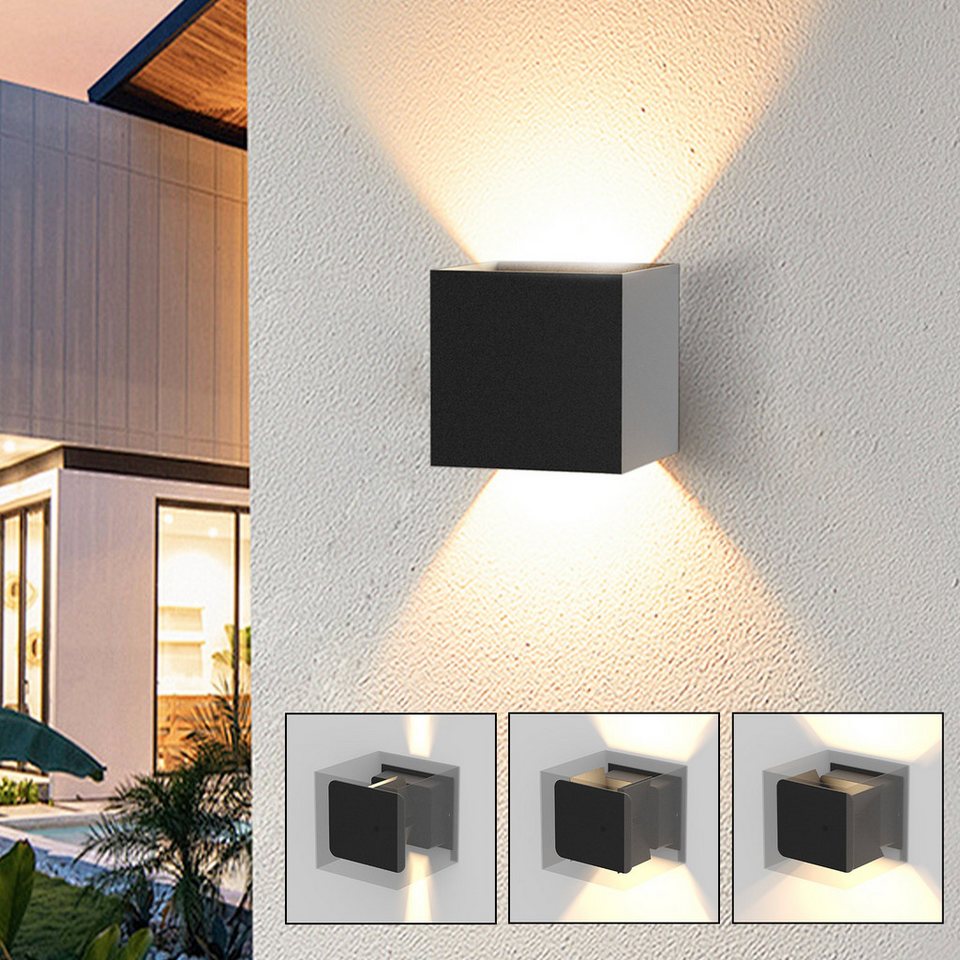 Nettlife Wandlampe Schwarz, LED integriert, warmweiß für Innen- und Außenbereiche