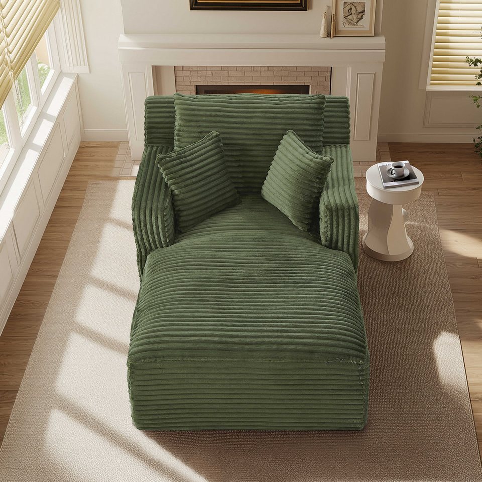 BlingBin Chaiselongue Sofa Modern, Cordstoff, ohne Montage, Taschenfederkern & Schaumstoff, 1-Sitzer für Wohnzimmer