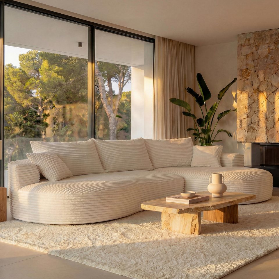 MCW Loungesofa P19, Cord-Bezug 370 g/m², Rutschfeste Unterseite