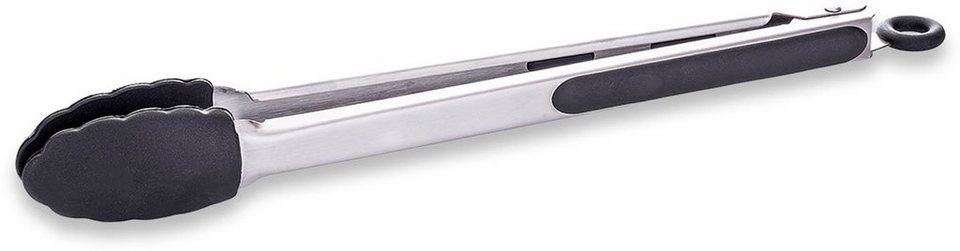 HENSSLERS Grillzange, Edelstahl mit Silikonbeschichtung und Klickverschluss
